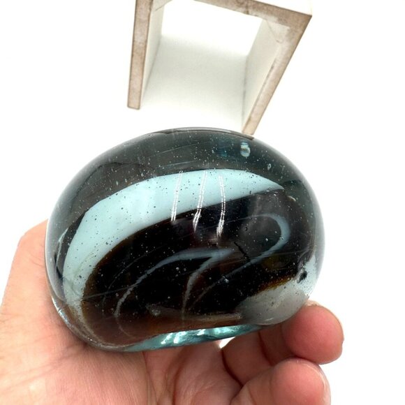 Antique Glass Dump Paperweight Swirl Design Interior Unsigned Pontal scare - Picture 6 of 10